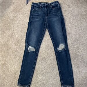 American Eagle Outfitters Navy Ripped Skinny Jeans